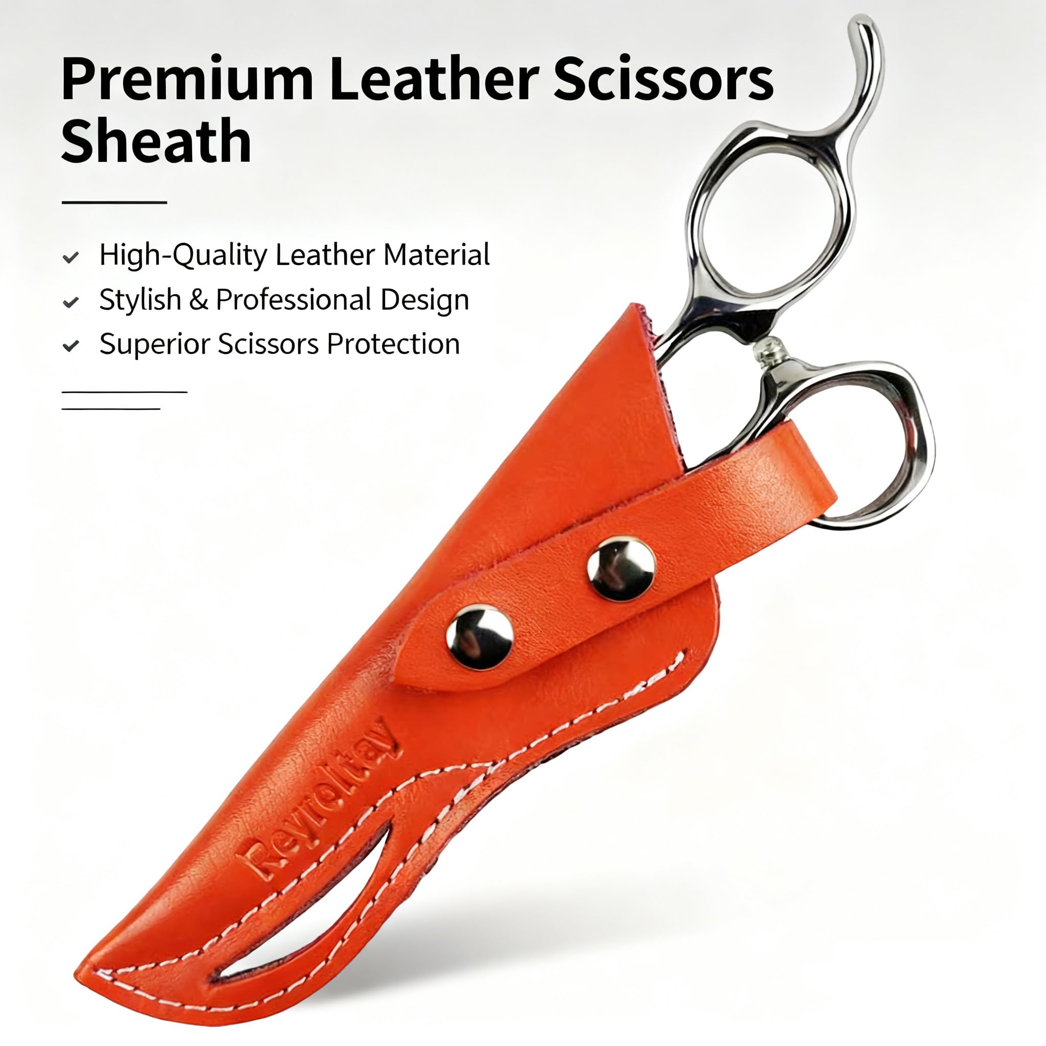 Reyroltay leather hairdressing shear holder with secure snap closure open