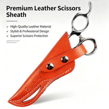 Reyroltay leather hairdressing shear holder with secure snap closure open