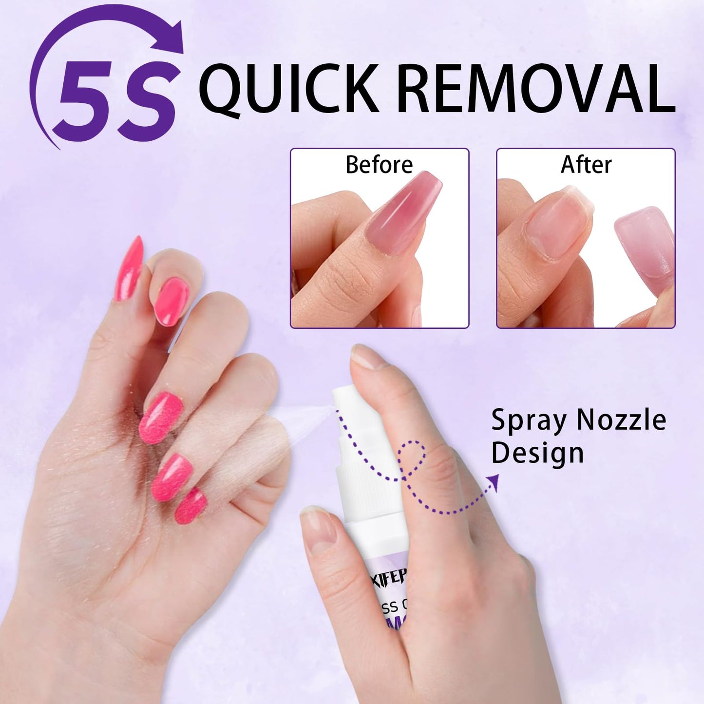 Gellen nail remover bottles with cuticle pusher tool