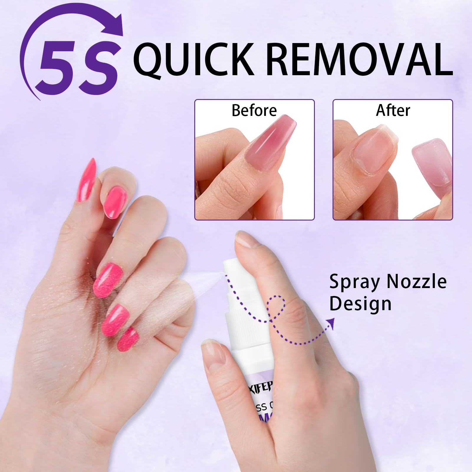 Gellen nail remover bottles with cuticle pusher tool