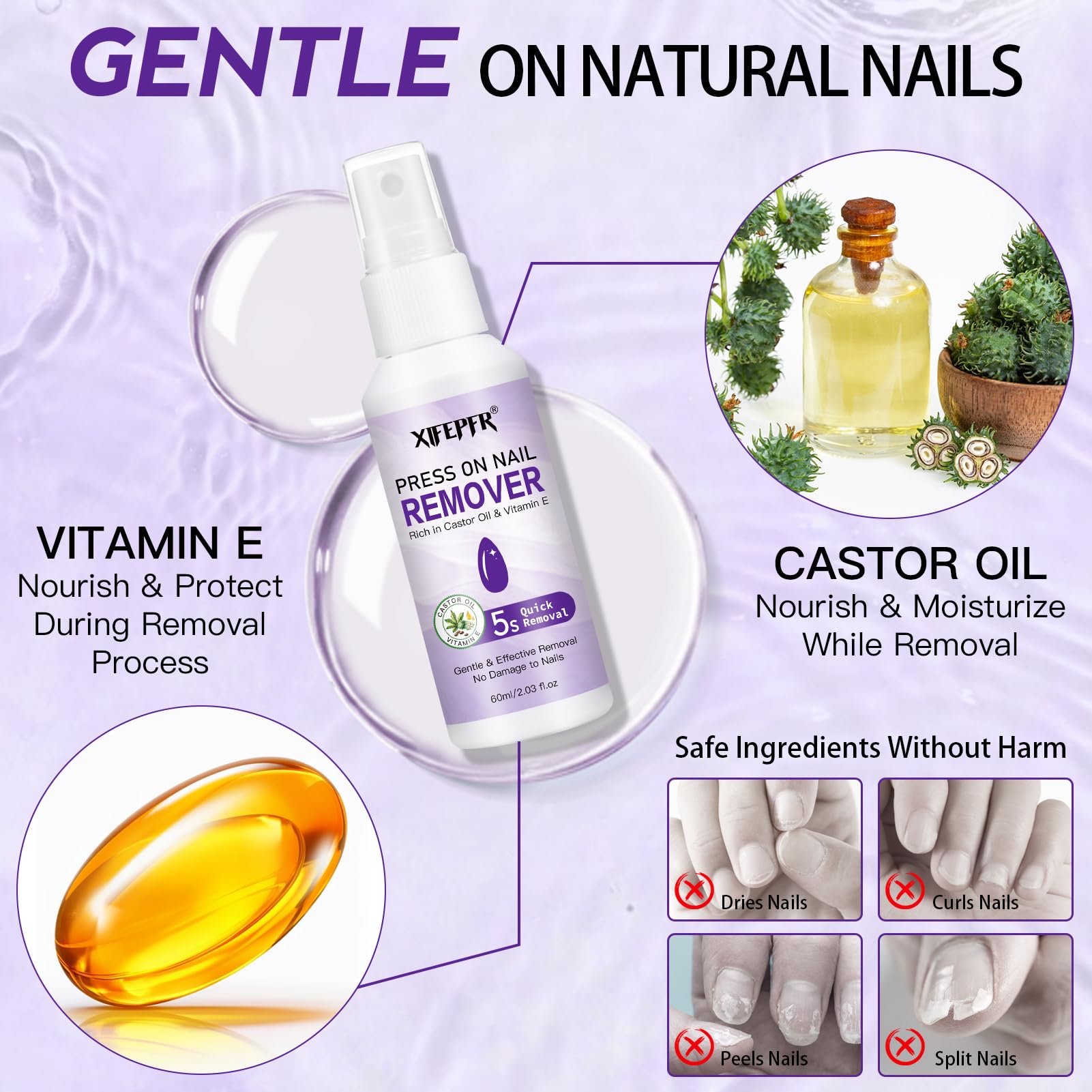 Gellen non-acetone nail glue remover liquid close up