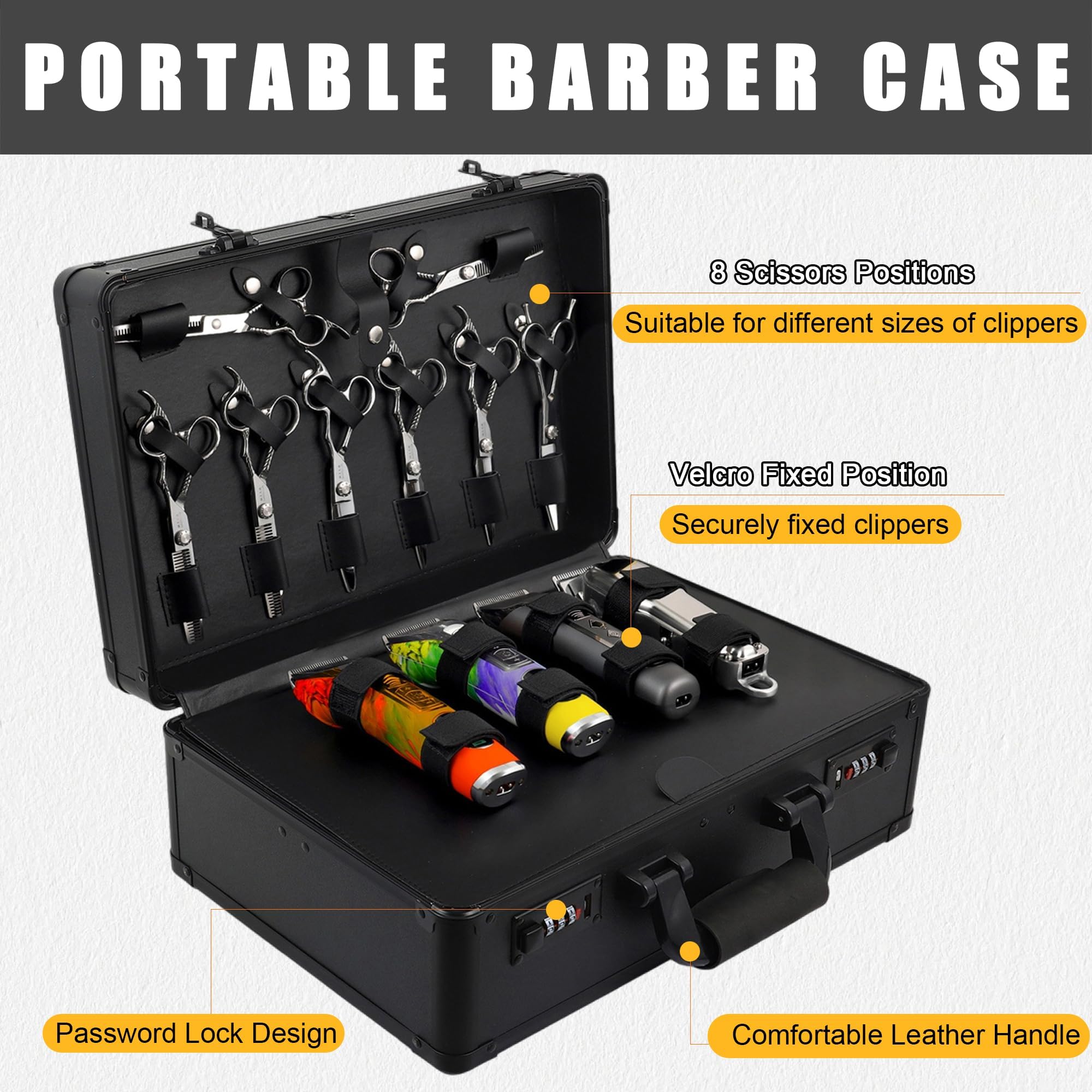 Neltharion professional hair stylist travel box open view displaying double layer slots for clippers and shears