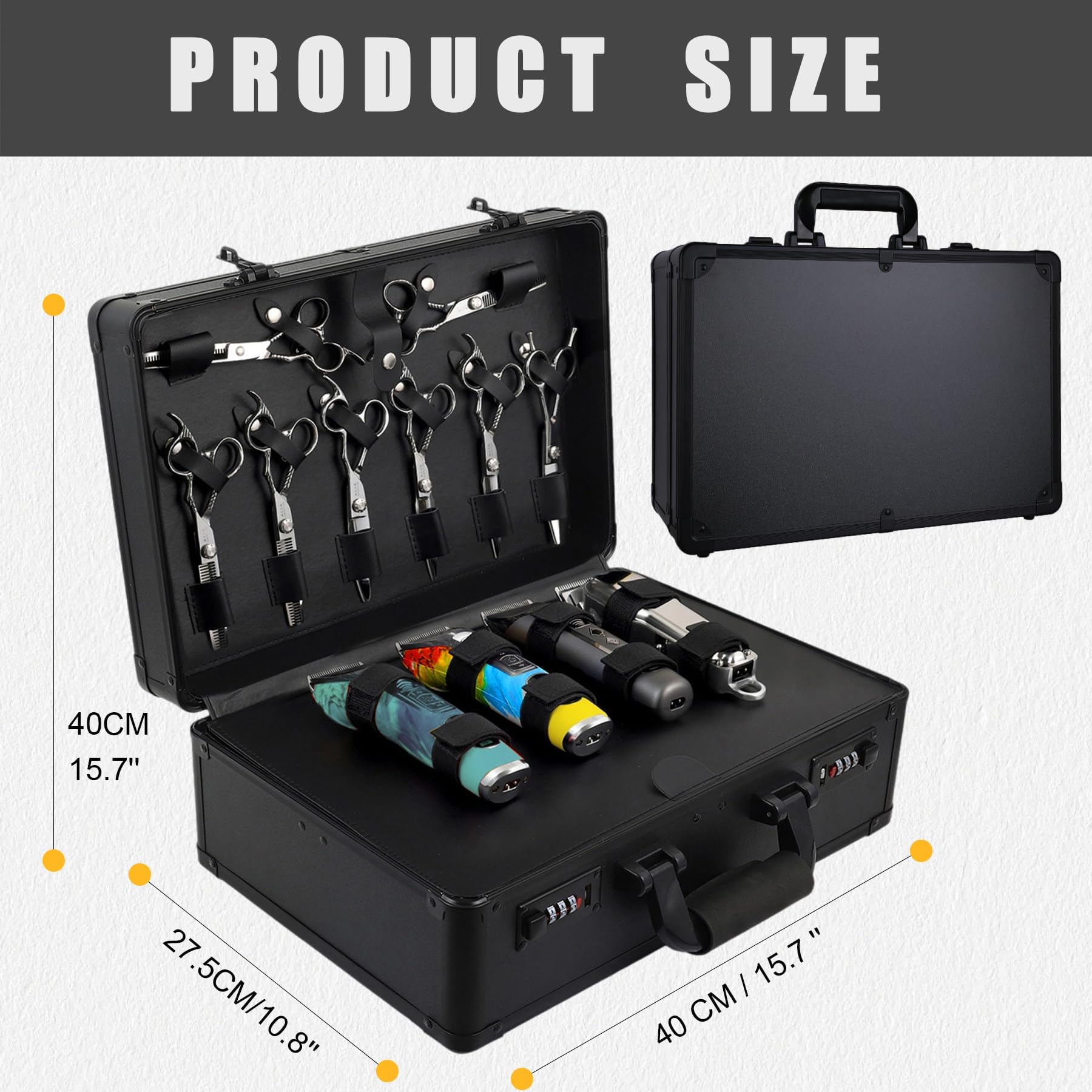 Neltharion barber suitcase side angle highlighting reinforced thickened arc corners and protective metal finish