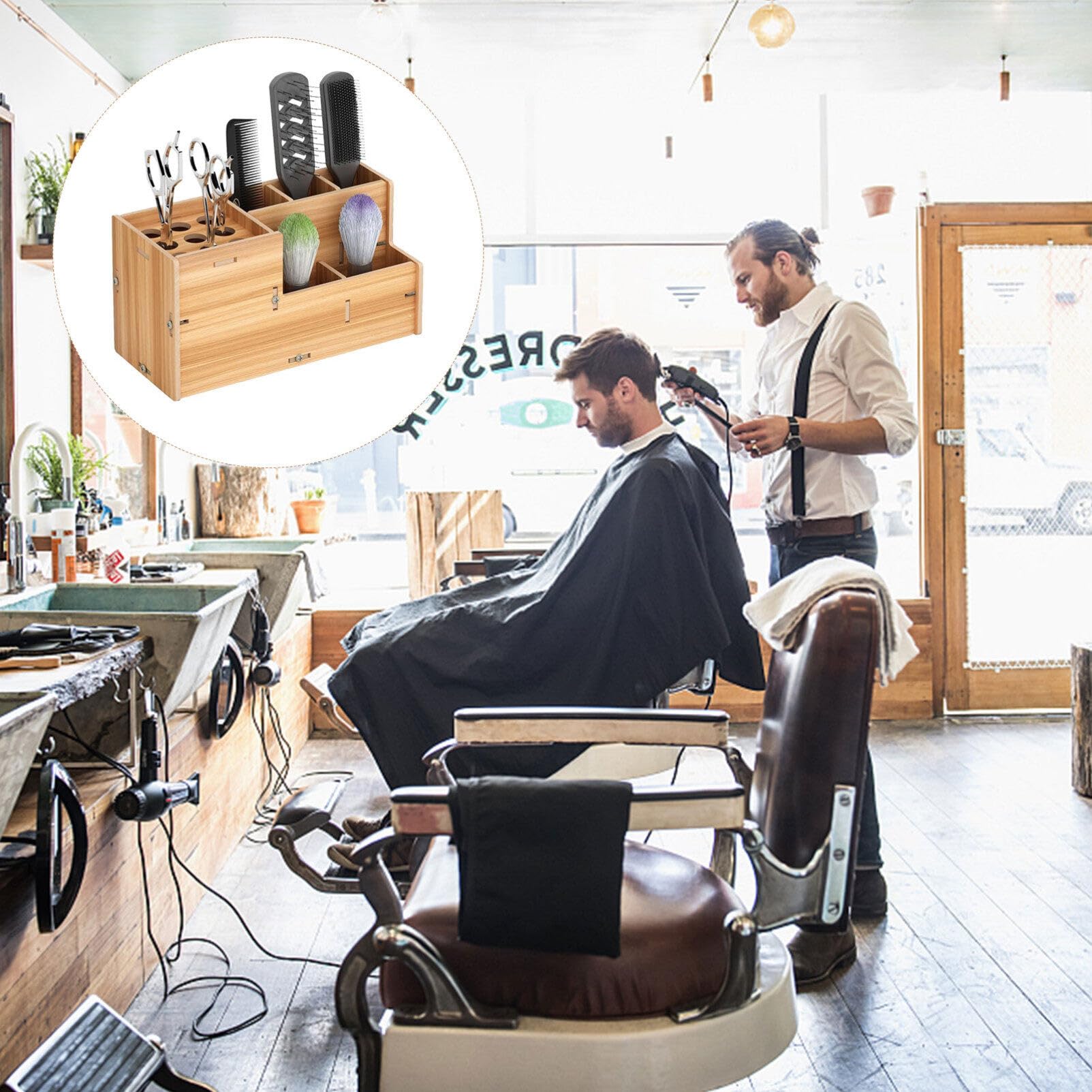 Side profile of Minkissy anti slip hairdressing box emphasizing the open air drying layout
