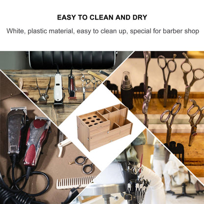 Minkissy premium imported wood scissor holder case with grooming accessories organized neatly