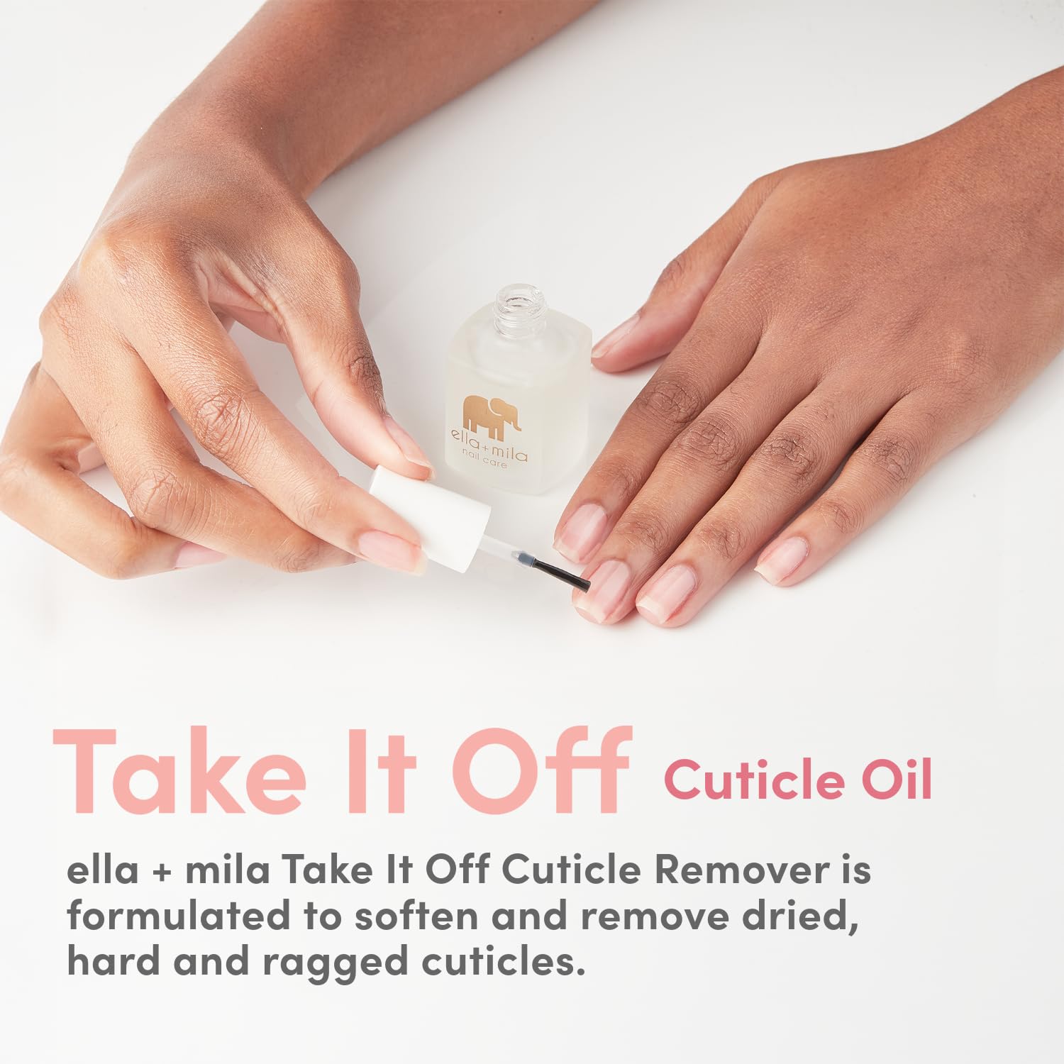 Ella+Mila cuticle remover product label details showing vegan ingredients