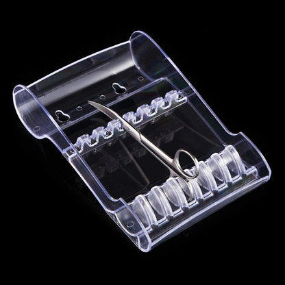 Mollensiuer professional stylist scissor rack displaying six pieces of hair cutting shears organized upright