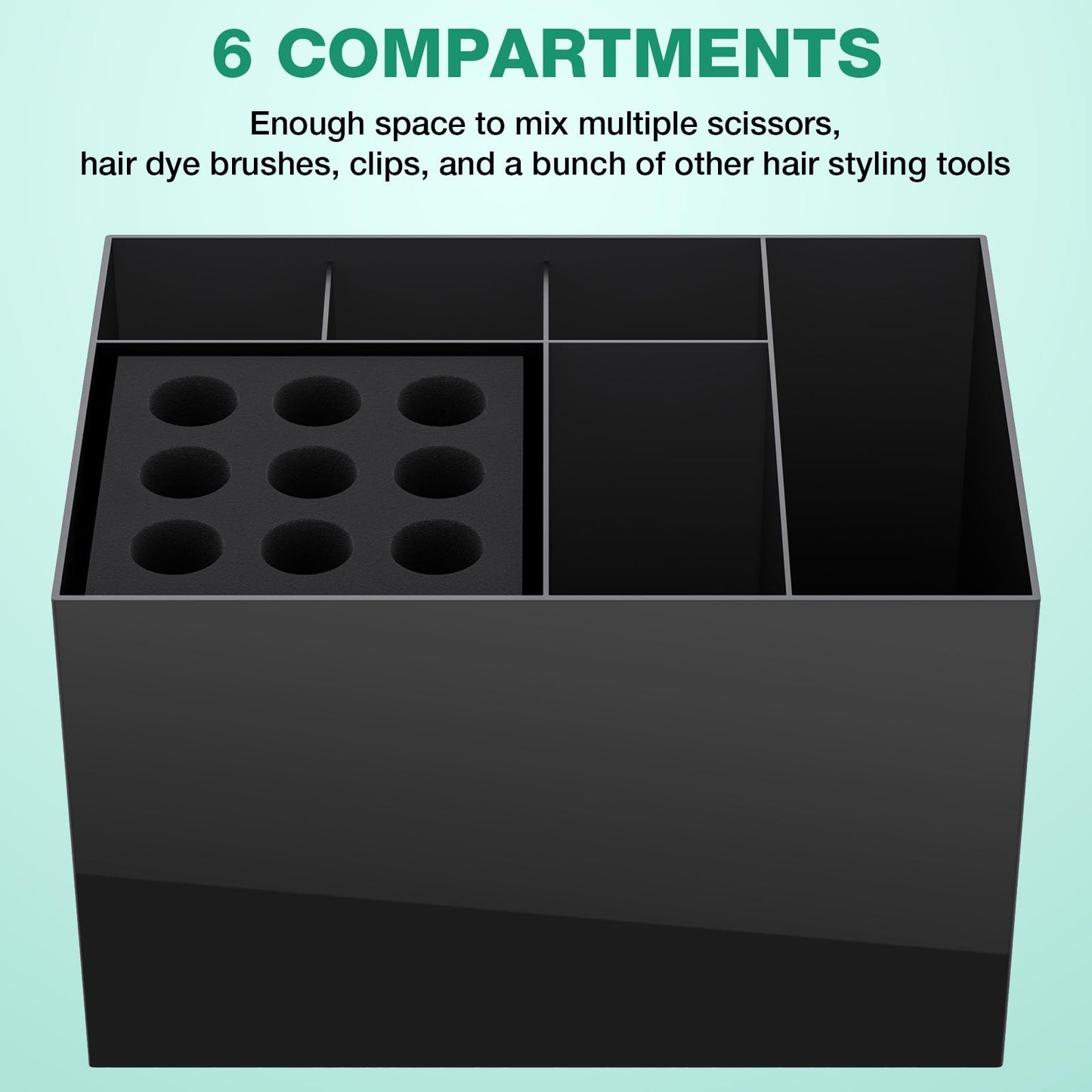 Noverlife professional hairdressing scissors rack with removable sponge insert block for blade protection.