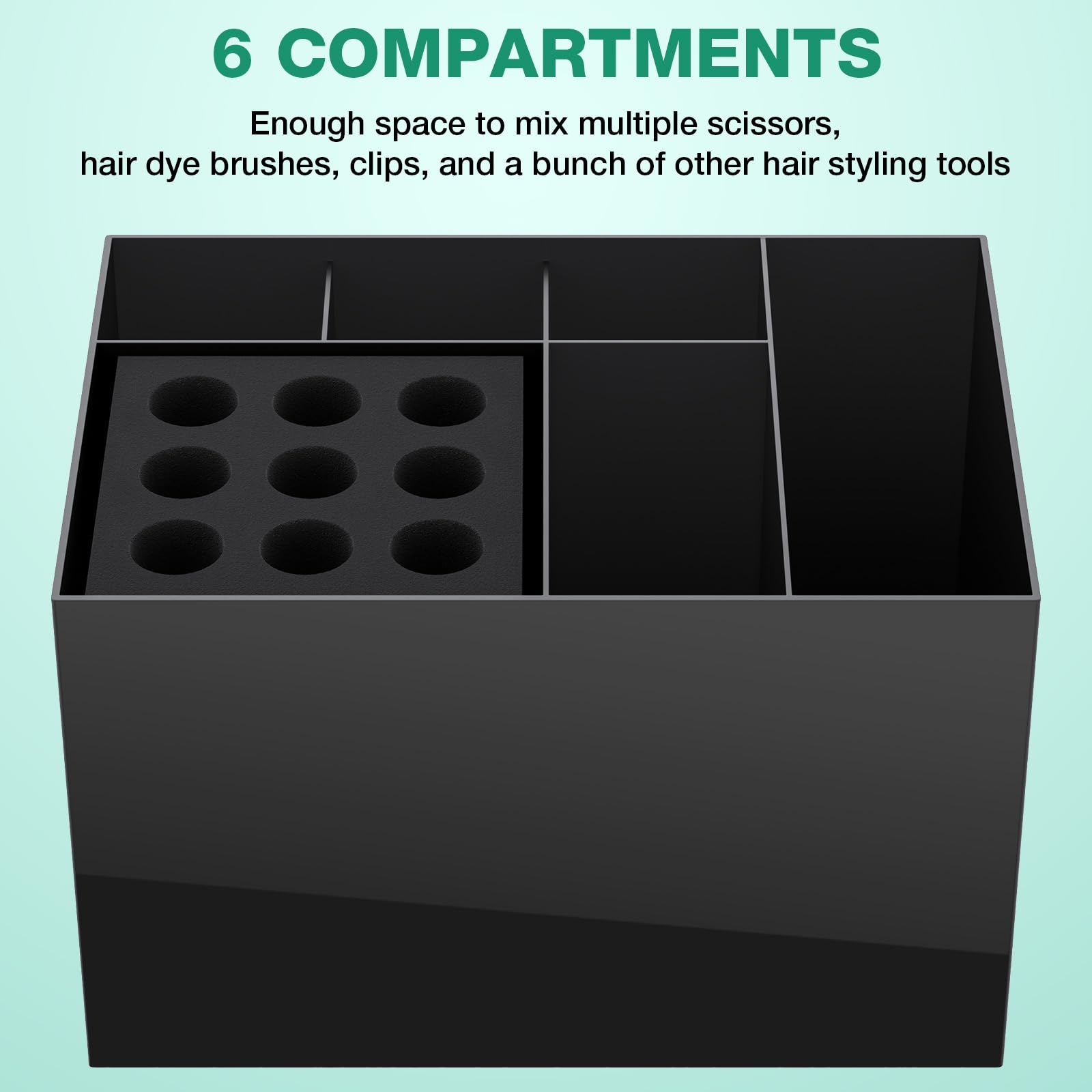 Noverlife professional hairdressing scissors rack with removable sponge insert block for blade protection.