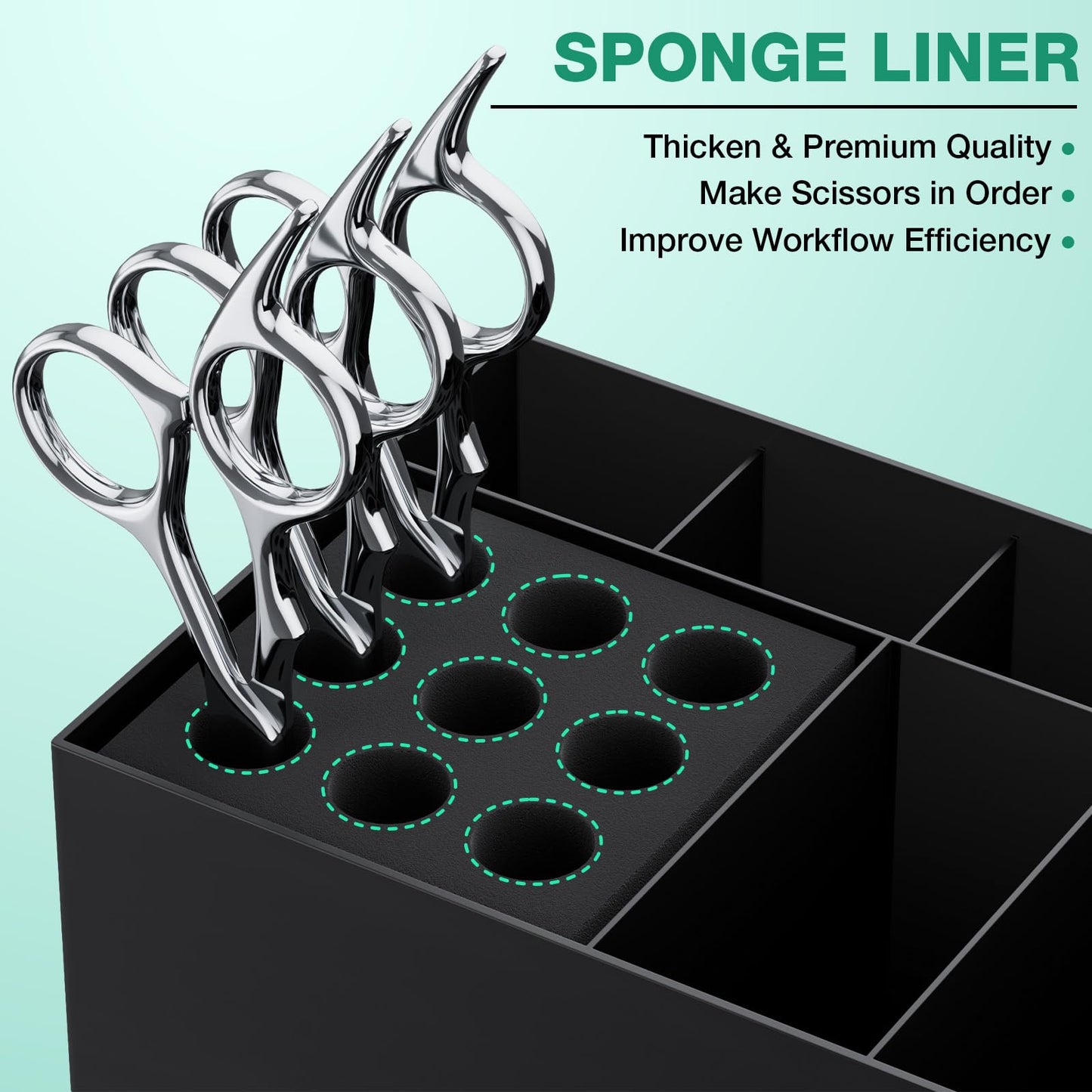 Noverlife barber organizer box showcasing separate slots for hair clips and styling combs.