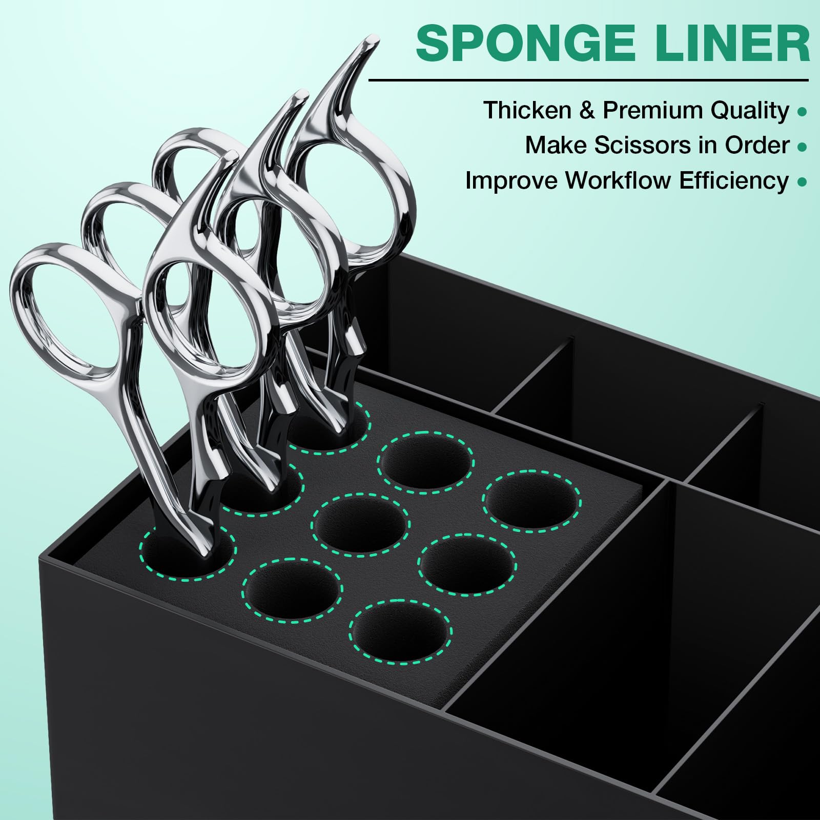 Noverlife barber organizer box showcasing separate slots for hair clips and styling combs.