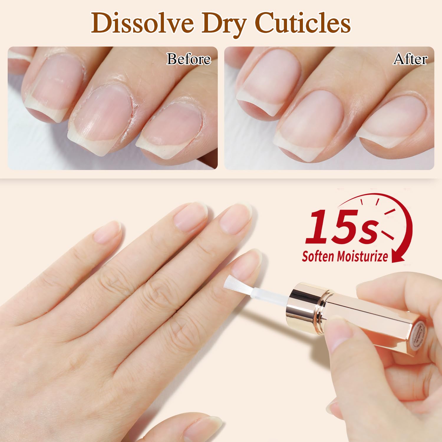 Double Rhythm cuticle remover 0.5 fluid ounce bottle application