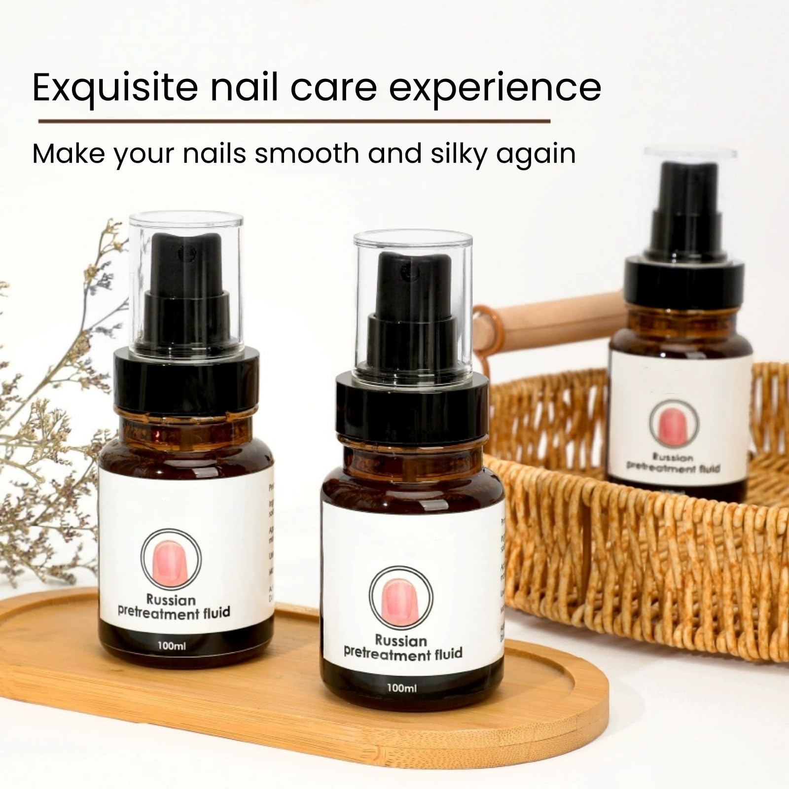 Detailed view of the 100ml New Cover nail treatment bottle