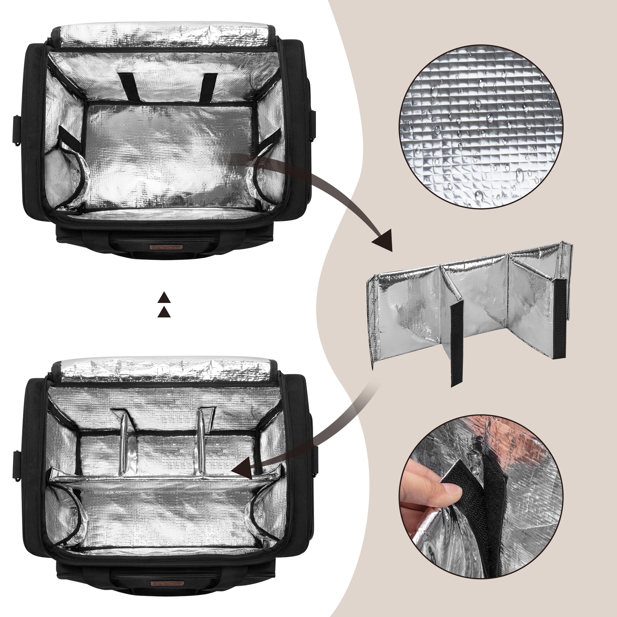 BAFASO mobile barber kit bag illustrating storage space for hair dryers and straighteners.