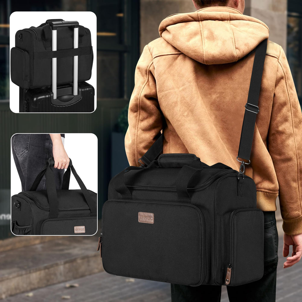 BAFASO black travel case zipper closure and top handle detail