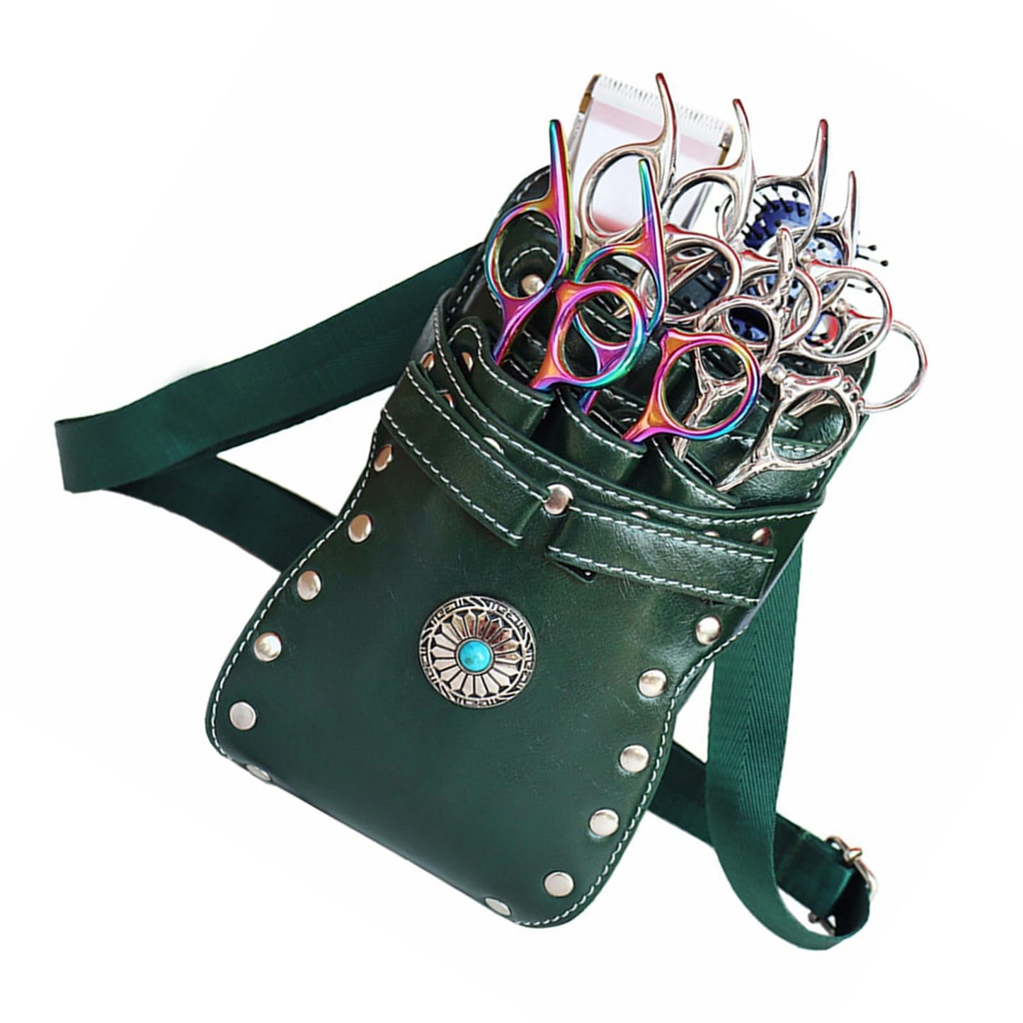 ZJchao makeup artist and groomer comb and clipper pouch detailing the decorative concho accent.