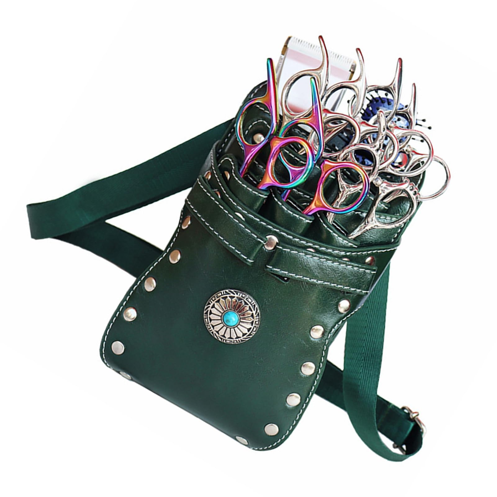 ZJchao makeup artist and groomer comb and clipper pouch detailing the decorative concho accent.