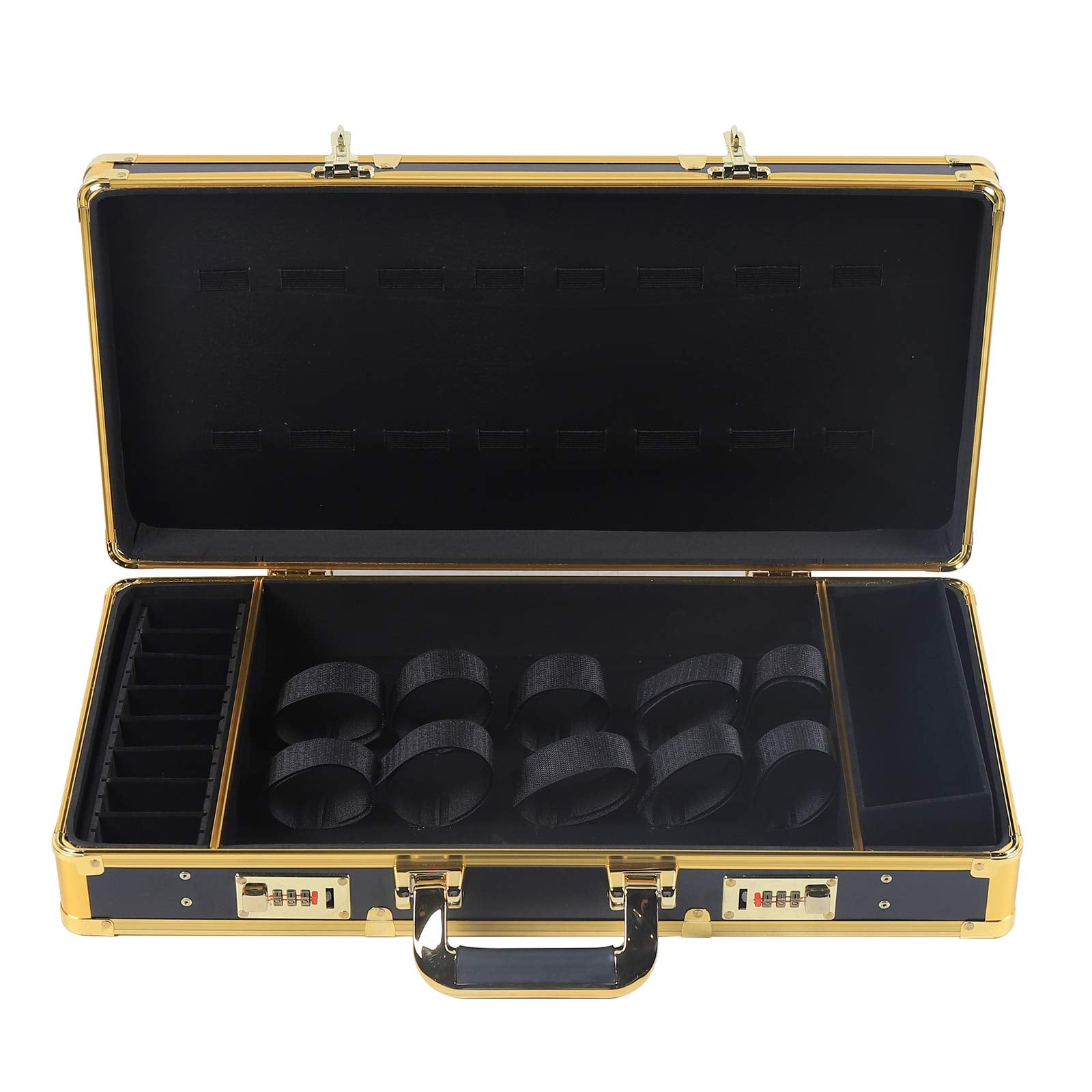 DENEST gold clipper shears holder organizer sitting neatly on a salon station desk