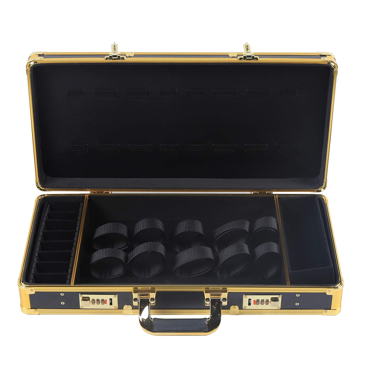 Denest grooming equipment storage box holding shears and combs