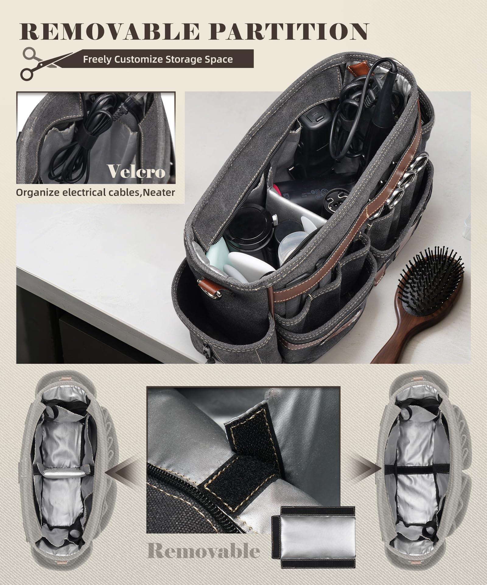 ARCFOX insulated barber case highlighting the dedicated Ethylene Vinyl Acetate protective slots for scissors and razors.