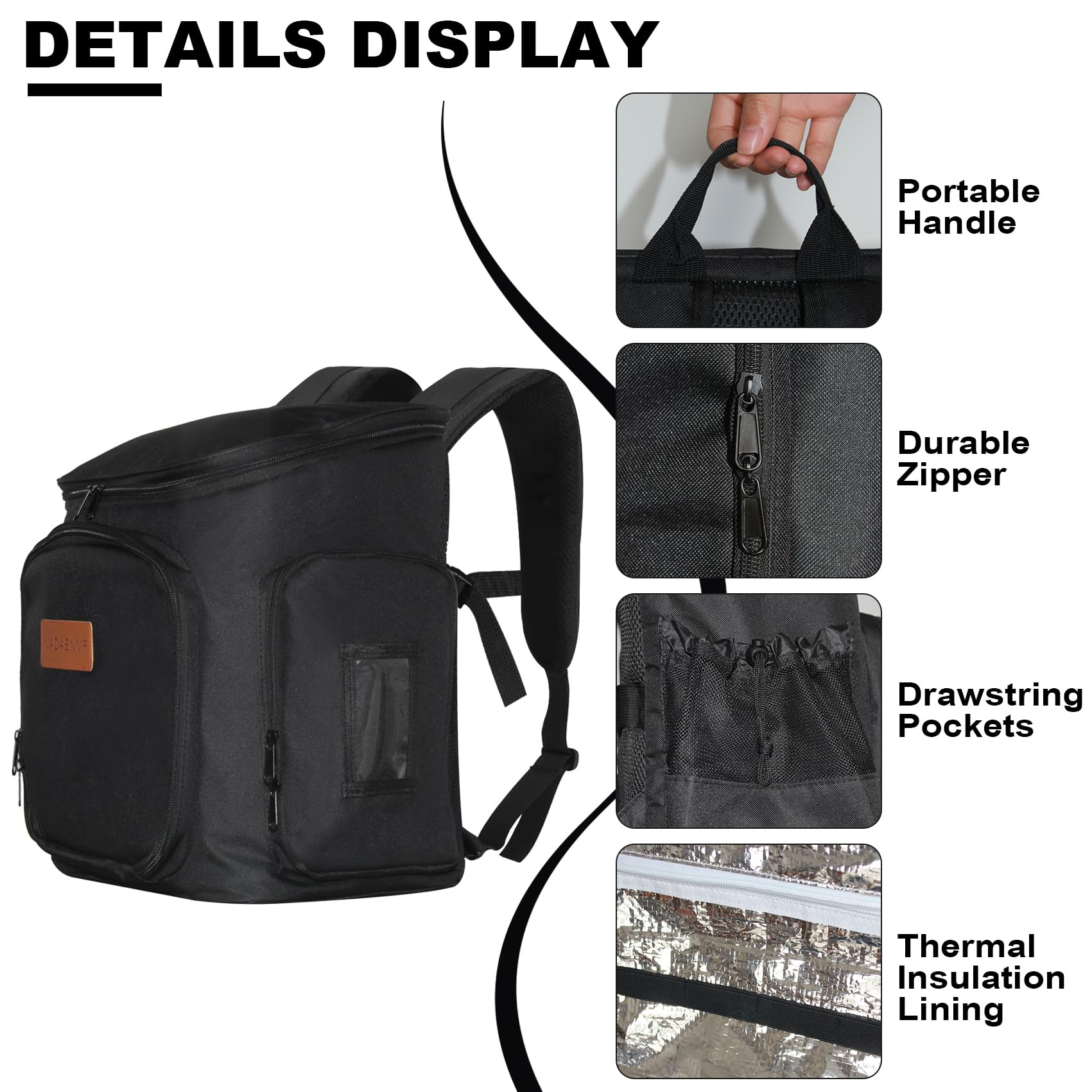 NADAENMF barber travel backpack side view highlighting the heavy duty zippers and extra storage pockets