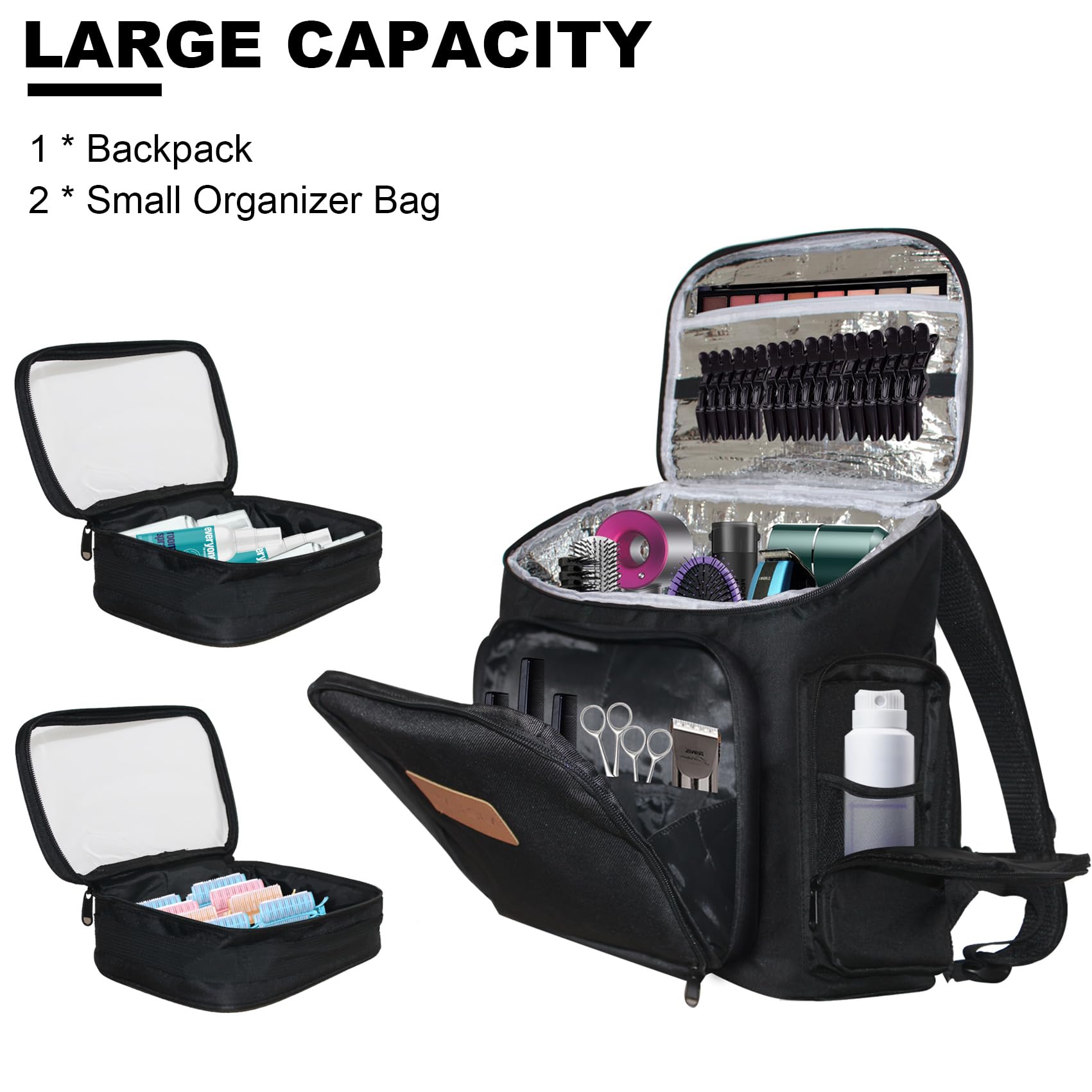 NADAENMF hair tools travel organizer bag showing the padded ergonomic shoulder straps for comfortable carrying