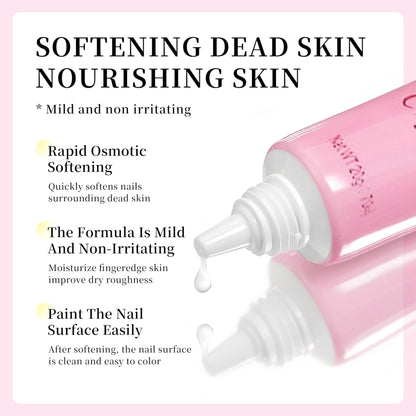 Applying cuticle remover liquid for home manicure