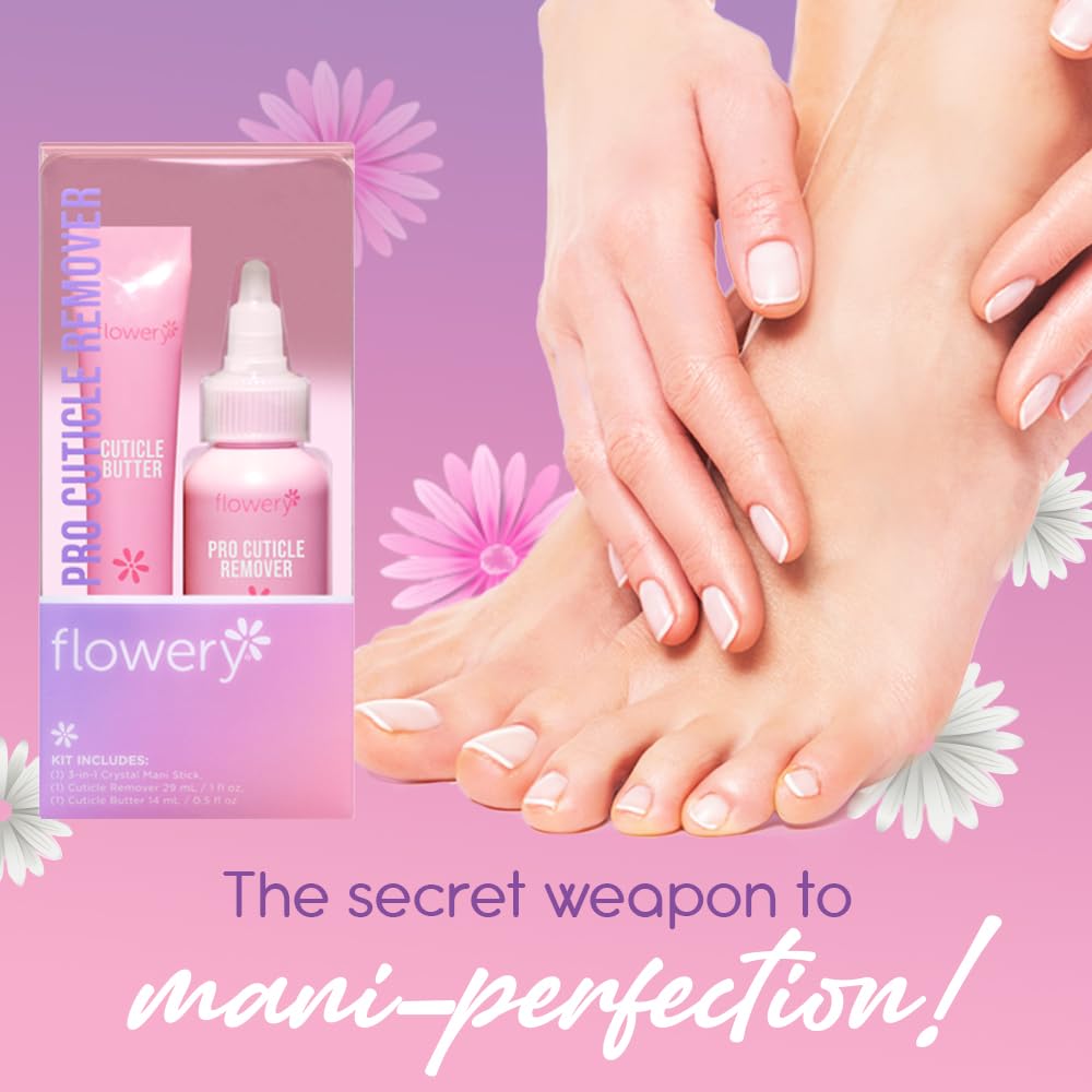 Flowery two piece nail care set for manicure