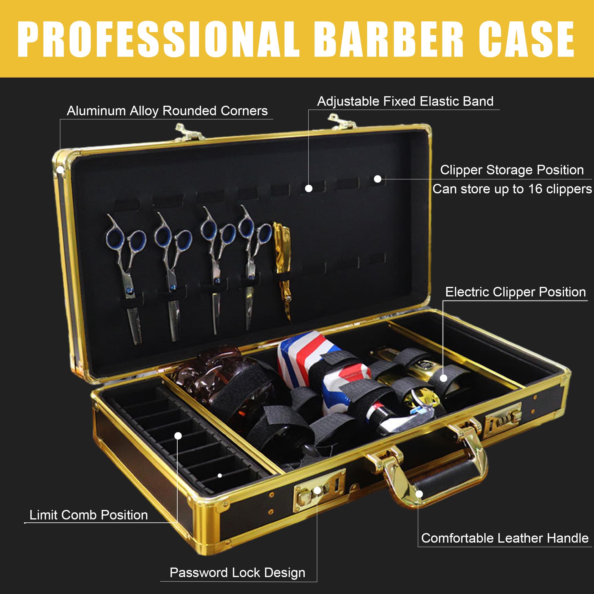 GYKLE Portable Salon Stylist Carrying Case close up on the secure mechanical numlock system.