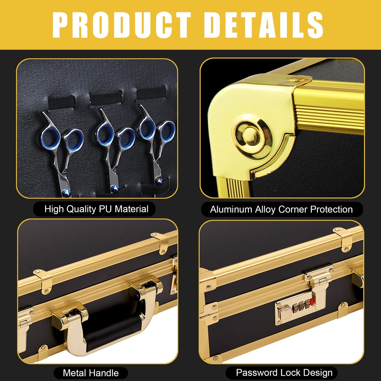 GYKLE Professional Barber Case back view displaying the durable reinforced steel corners.