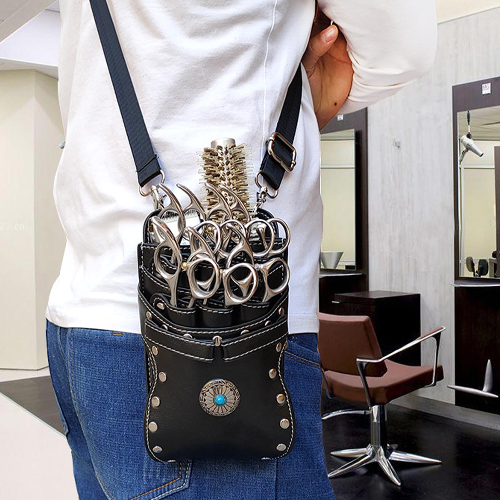 Brrnoo professional hair cutting organizer showing detachable feature for easy hair cleaning