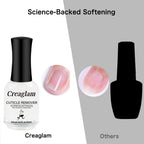 Creaglam Cuticle Remover Liquid angled lifestyle product showcase