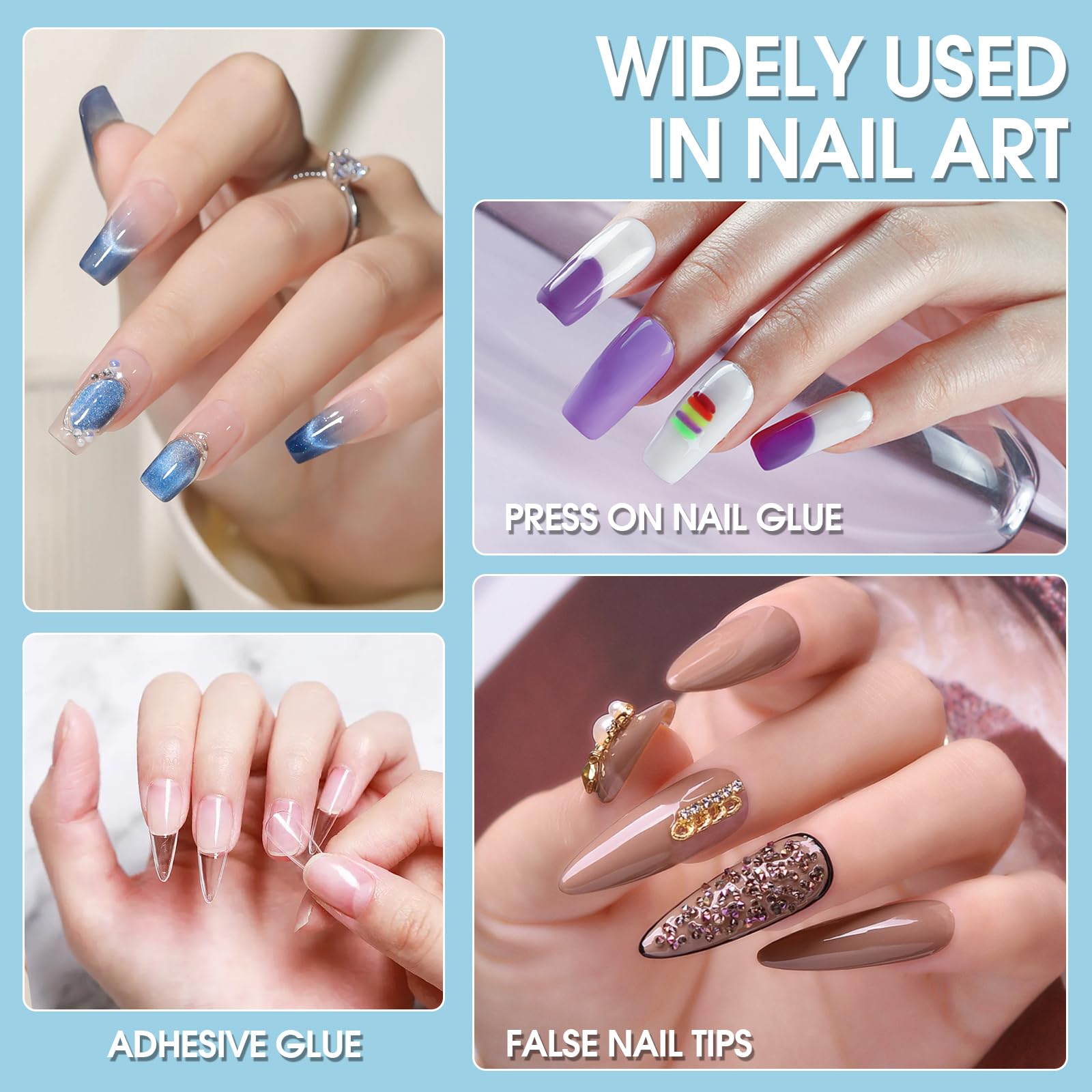 Applying Exsivia nail glue remover to press-on nail edges