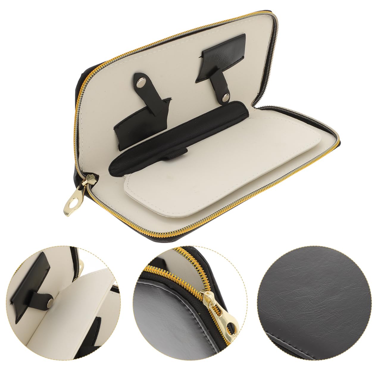 Mobestech professional barber shear pouch side profile highlighting the compact and lightweight three centimeter thickness.