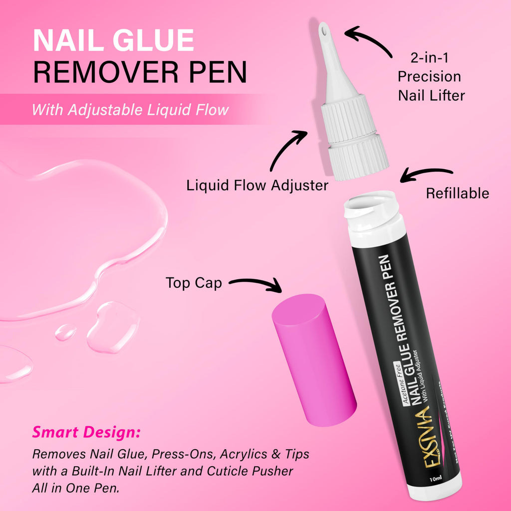 Exsivia nail glue remover pen precision nozzle close up