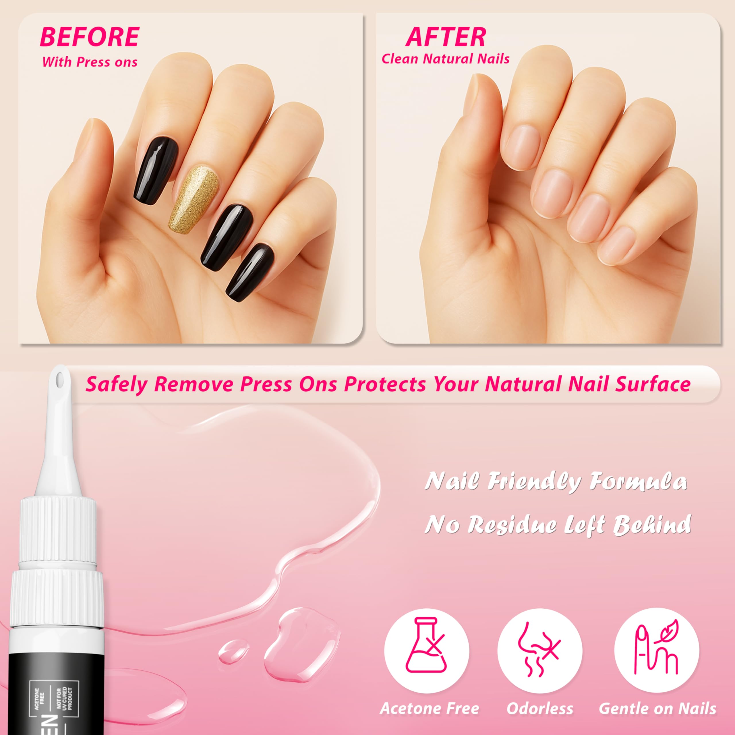 Close up of Exsivia nail glue remover built-in cuticle pusher