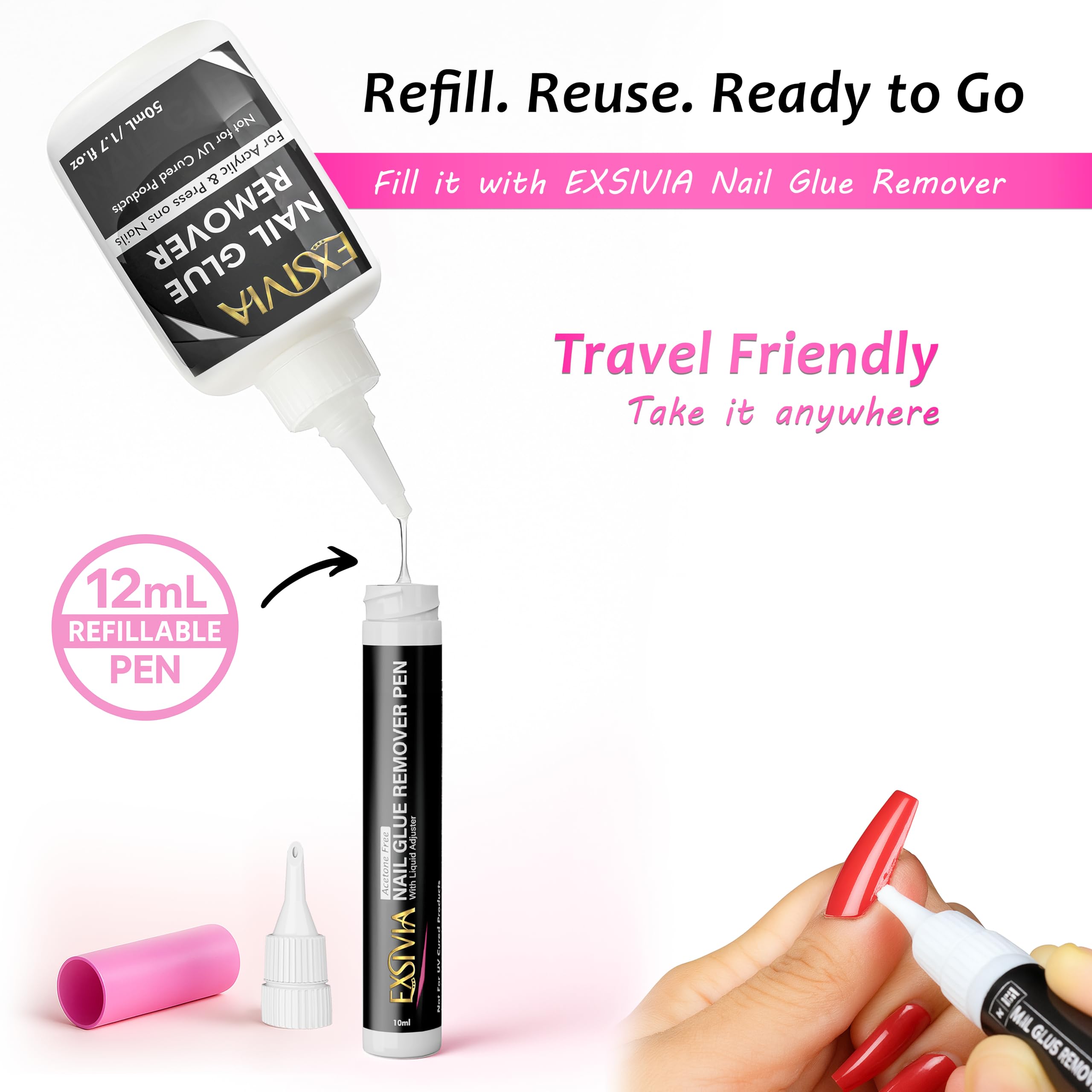 Applying Exsivia nail glue remover to artificial nails