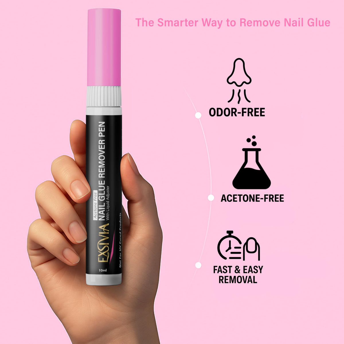 Exsivia nail glue remover pen side profile and cap detail
