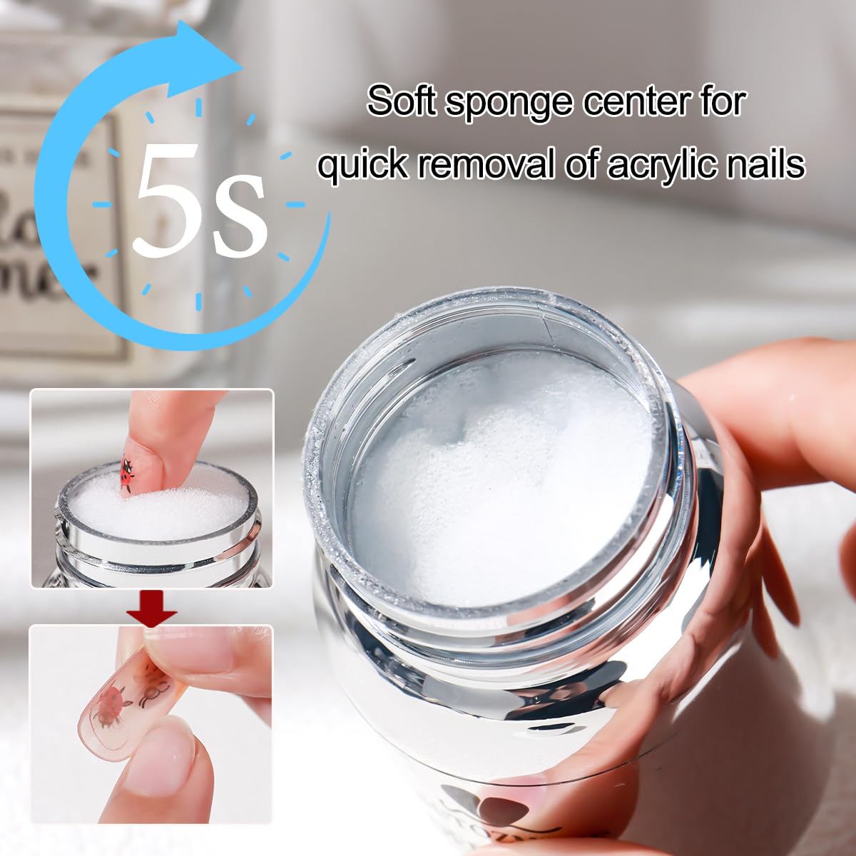 Close up of Sutozmiwe nail glue remover sponge applicator