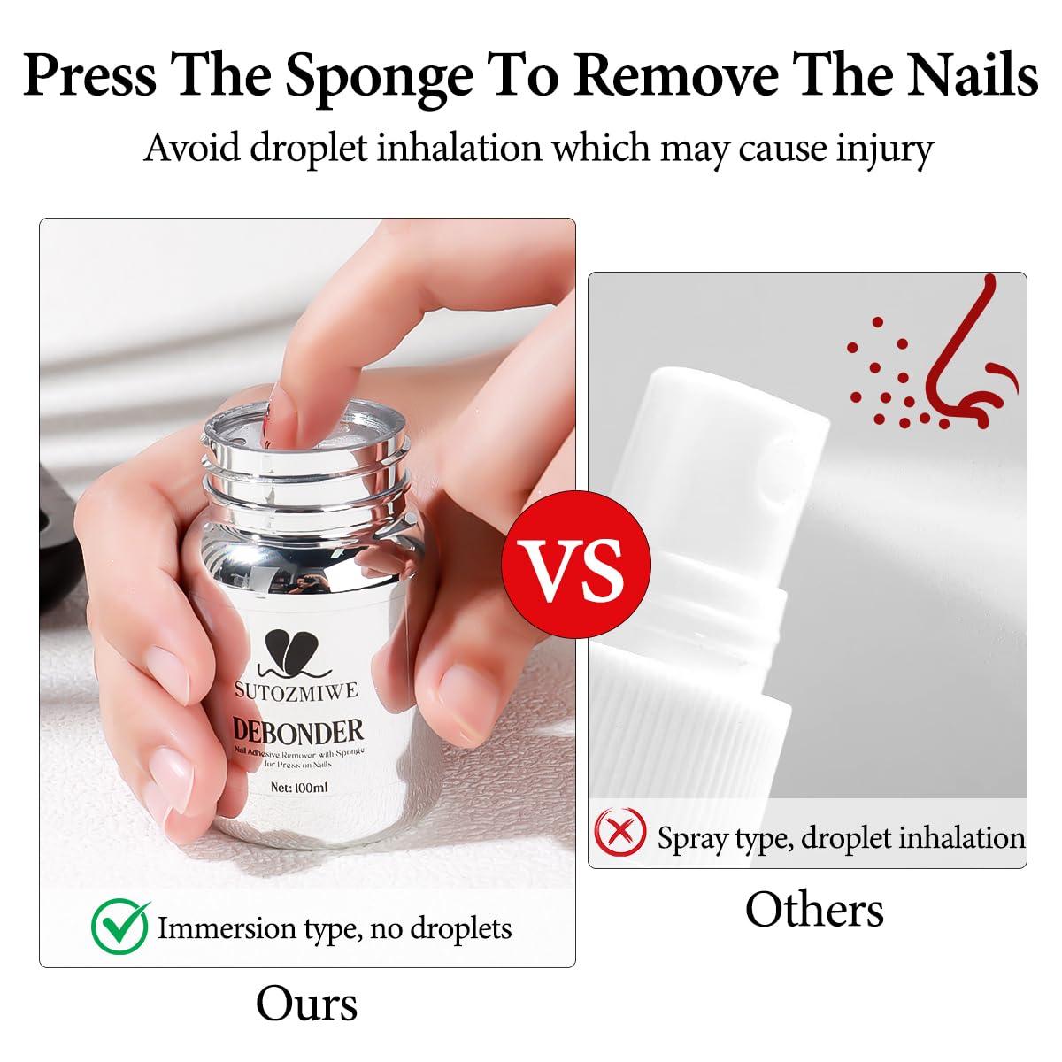 Sutozmiwe press on nail remover kit for natural nail protection