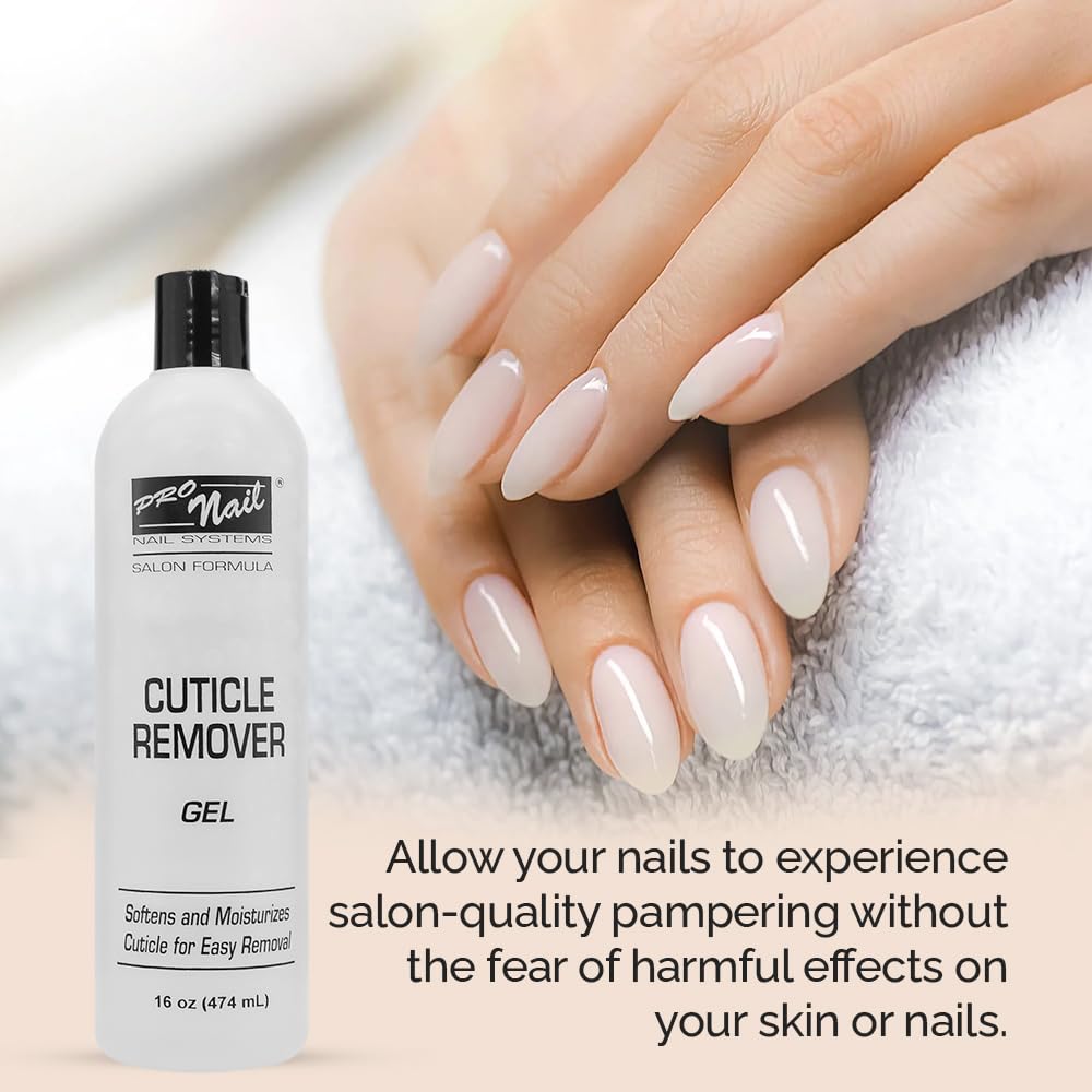 Applying Pro Nail Cuticle Remover Gel to cuticles before pushing
