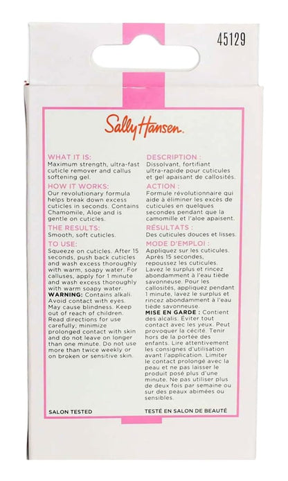 Close up of Sally Hansen Instant Cuticle Remover professional gel packaging