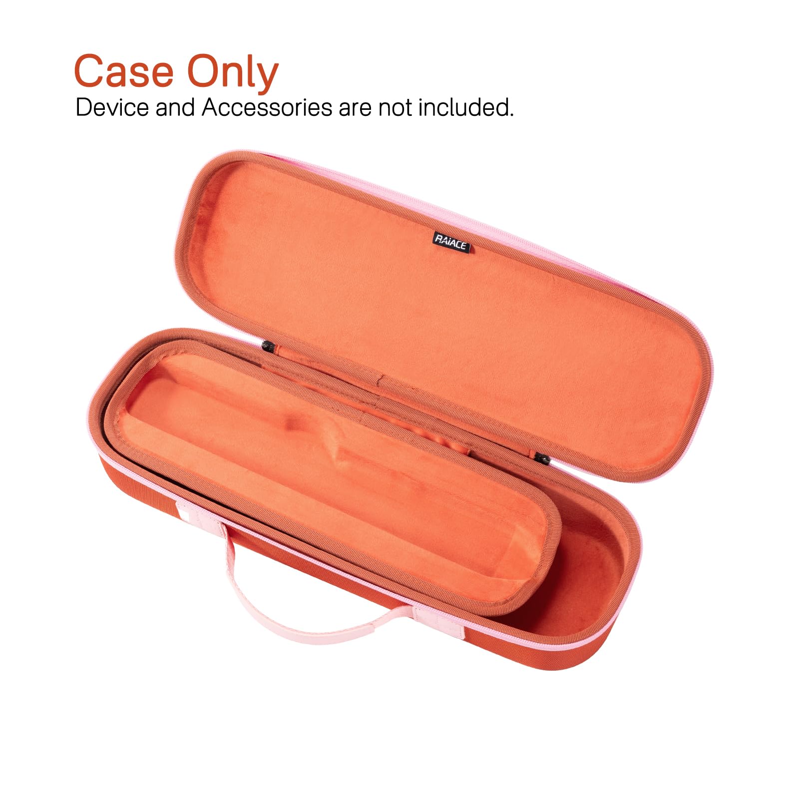 RAIACE protective travel carrying bag opened showing soft anti-static inner layer and custom middle grooves