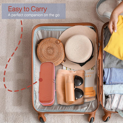 RAIACE travel organizer bag side profile highlighting the integrated anti-slip rubberized carrying handle