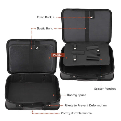 Segbeauty compact hair stylist tool bag side profile highlighting the reinforced rivet structure.