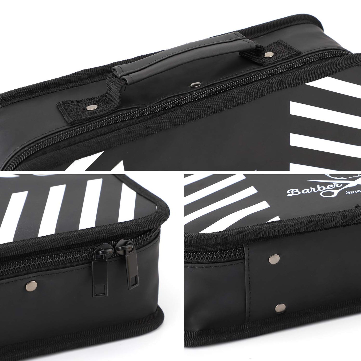Segbeauty shockproof barber organizer case illustrating padded divider protecting shears from scratches.