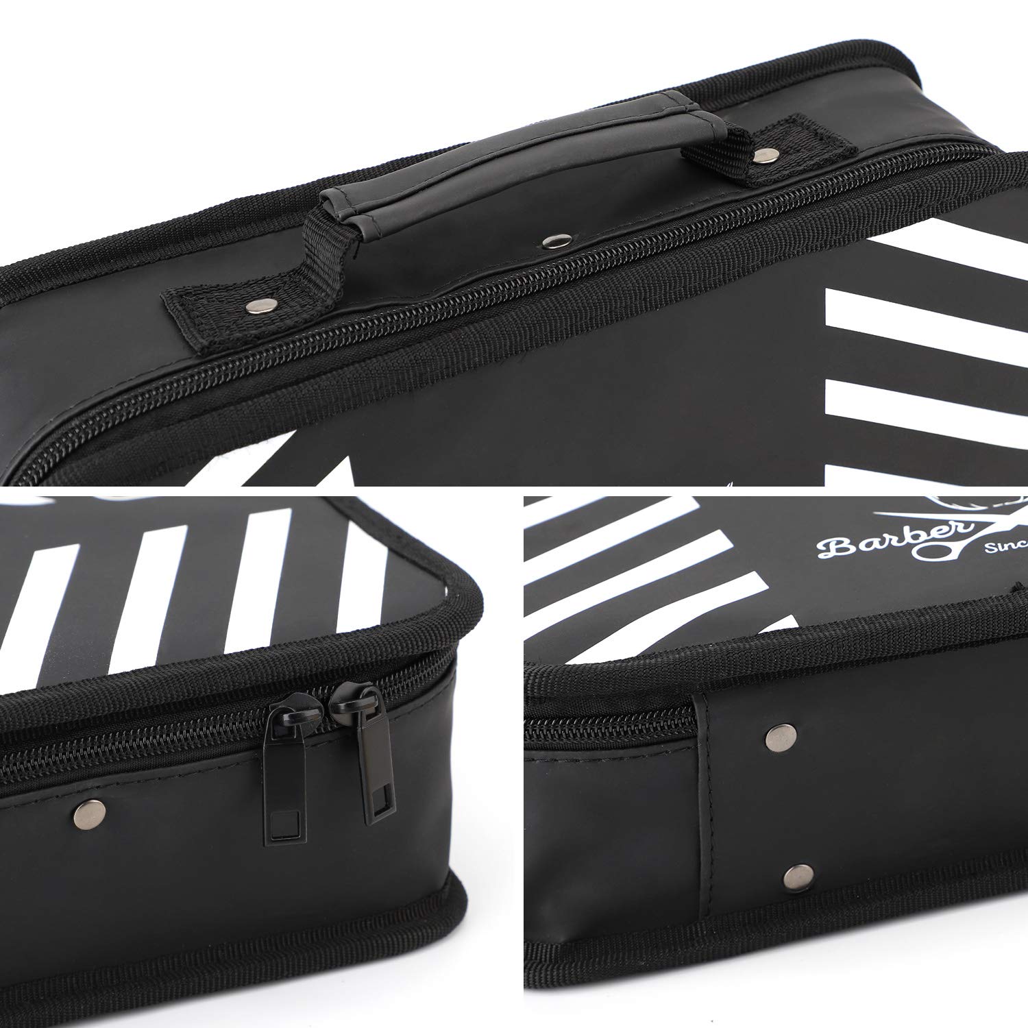 Segbeauty shockproof barber organizer case illustrating padded divider protecting shears from scratches.