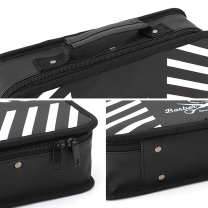 Segbeauty shockproof barber organizer case illustrating padded divider protecting shears from scratches.