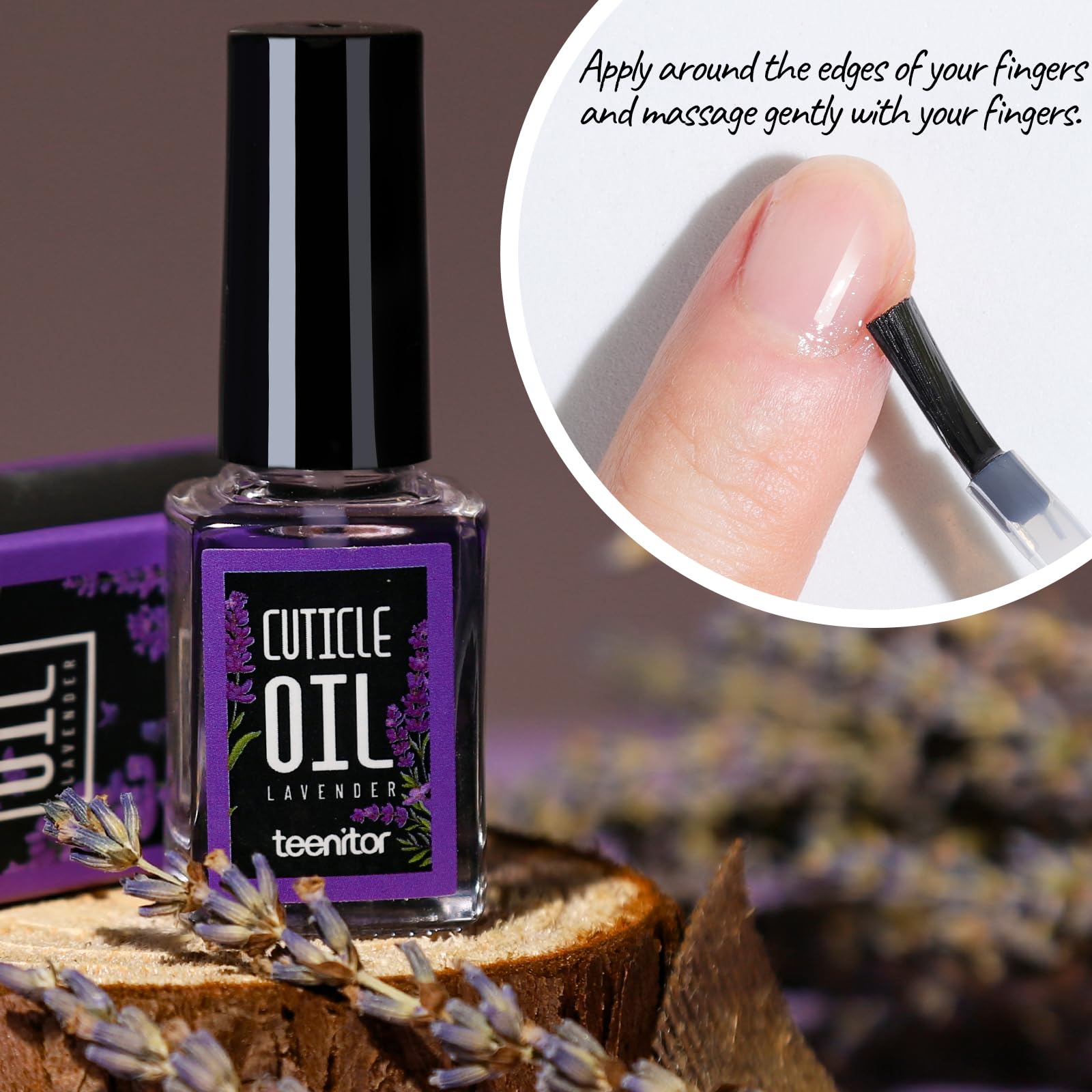 Teenitor 10ml lavender cuticle oil and softener bottles