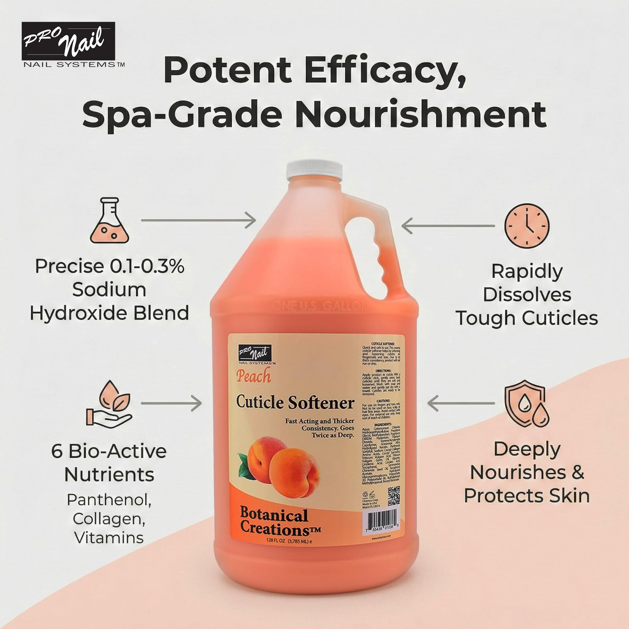 Pro Nail cuticle softener gallon container for professional manicure prep